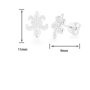 Lab Grown Diamond Fleur De Lis Stud <b>Earrings</b> for Women <b>Men</b> 925 Silver Gothic Cross Inspired Statement <b>Earrings</b> Certified Diamond - Product Image 6