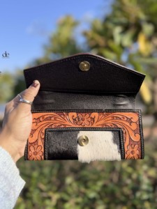 Hermoso diseño tallado a mano billetera de cuero embrague funda de teléfono tarjeta elegante billetera de piel de vaca multiusos embrague de mujer - Product Image 3