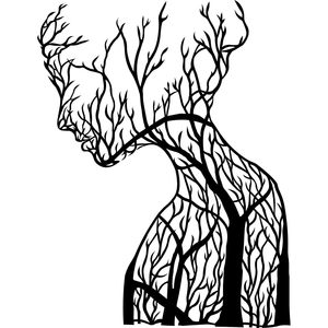 Nature's Soul peintures murales modernes arbre abstrait femme métal Art mural botanique femme Silhouette décor - Product Image 1