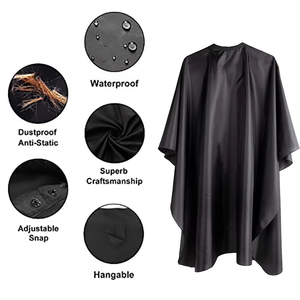 Capes de coiffeur en nylon de luxe imperméables bleu marine de haute qualité 2026 avec velcro, tablier de barbier personnalisé avec logo - Product Image 3
