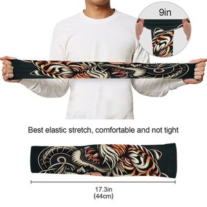 Mangas Protectoras para Hombre con Estampado Digital Floral de Tigre, UPF50+, Poliéster, Estilo Tatuaje, Manga Larga - Product Image 4