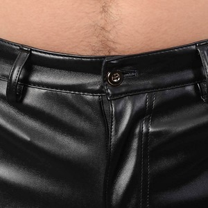 Customize Fashionable <b>Men's</b> Leather <b>Pants</b> Slim Fit Comfortable Casual Waterproof Autumn Zipper Fly Midweight Pockets - Product Image 3