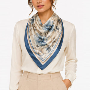 Customized Elegant Casual Style Comfortable Women Square <b>Scarf</b> 100% Silk <b>Floral</b> Pattern Eco-Friendly High Quality Lightweight - Product Image 1