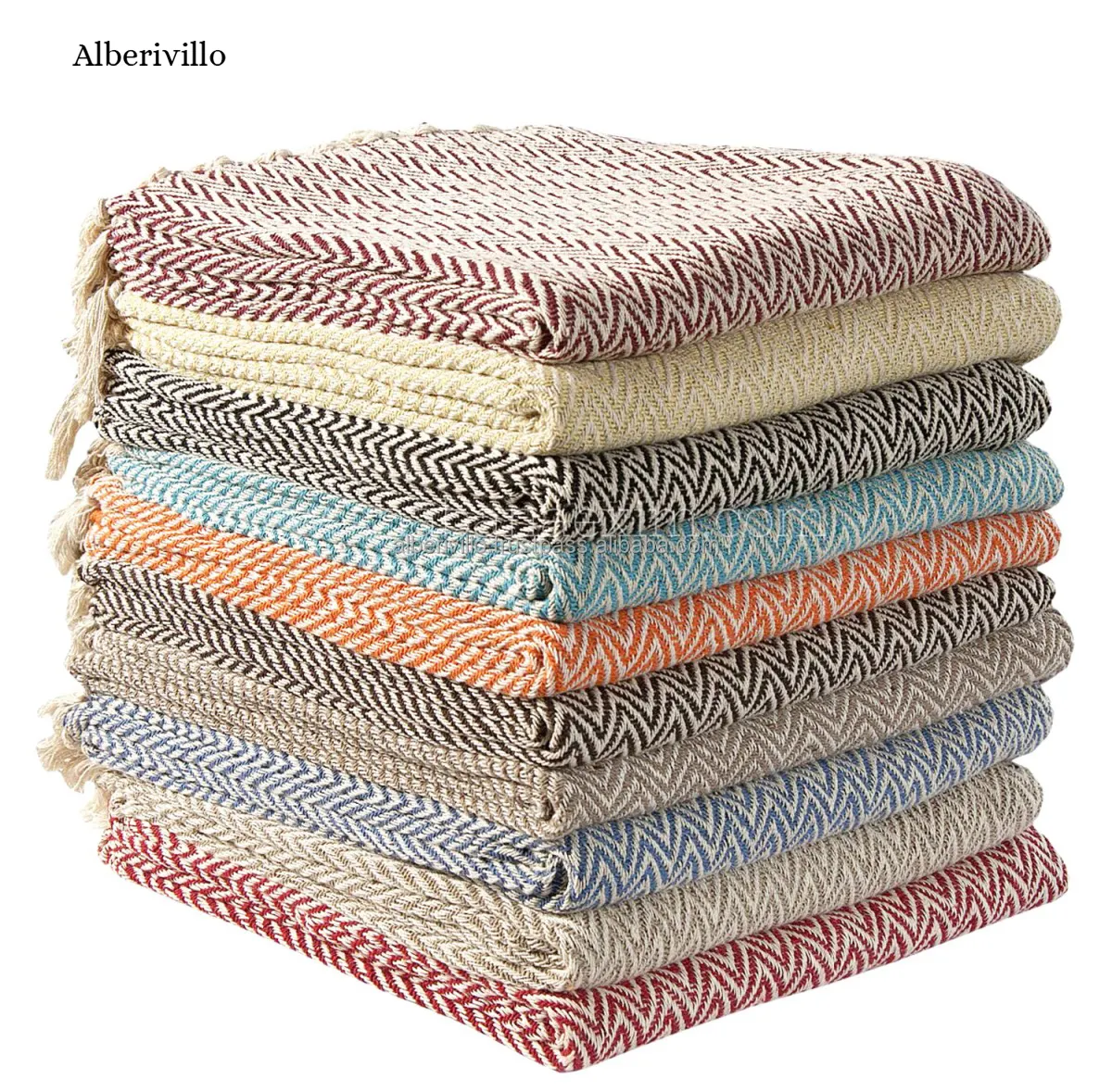 Kualitas tinggi Multi warna desain Zigzag katun selimut tenun lembut memperingatkan melempar selimut produsen untuk dekorasi rumah