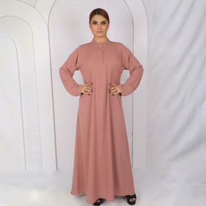Abaya coréenne en tissu Nida de qualité supérieure pour femme, robe longue à manches longues, design élégant à col mi-haut, pour un usage quotidien, collection de vente au détail. - Product Image 1