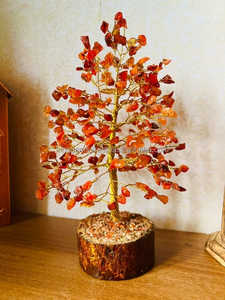 Venta al por mayor de piedras preciosas de cornalina roja natural de primera calidad, 300 chips, árbol hecho a mano, estilo M-SEAL Love, decoración Feng Shui para el hogar - Product Image 3