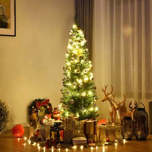 Albero di Natale Artificiale Sottile in PVC da 5/6/7/8/9 Piedi con Supporto in Metallo Resistente - Product Image 4