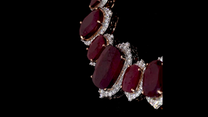 Collar de Plata de Diseño con Diamantes Cultivados en Laboratorio y Piedras de Imitación de Rubí Rojo |   Joyería nupcial | Joyería nupcial de lujo - Product Image 6