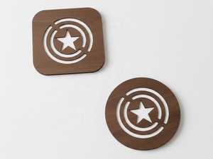 Captain Shield Laser Cut Solid Wood Coaster Handcrafted Heat Resistant Drink Mat Superhero <b>Table</b> <b>Protector</b> Coffee Tea - Product Image 3