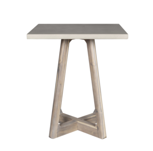 Modern Square <b>Bar</b> <b>Table</b> With Stone Top And Wood Trestle Base For Home <b>Bar</b> Use - Product Image 3