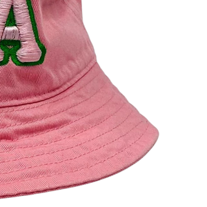 Sombrero de Pesca AKA Pink Boonie Hat Rosa de Ala Ancha para Exteriores con Letras Verdes Bordadas y Correa Ajustable para la Barbilla para Mujer - Product Image 3