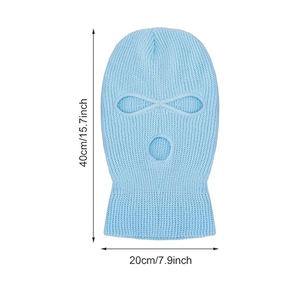 Pasamontañas de punto unisex con 3 orificios, cubrecara transpirable, impermeable y ajustable, gorro tipo bandit para deportes al aire libre - Product Image 4