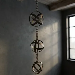 Modern Metal Aluminum <b>Orb</b> Chain Hanging Decor Galvanized Steel Outdoor <b>Garden</b> Art - Product Image 5