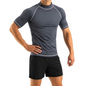 Men's Performance Compression Shirt Short Sleeve <b>Gym</b> Wear Shirt Casual Wear Rash Guard Compression Shirt - Product Image 3
