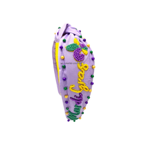 Serre-têtes faits main personnalisés en perles de rocaille pour le Mardi Gras – Collection tendance d'accessoires capillaires perlés artisanaux pour femmes - Product Image 6