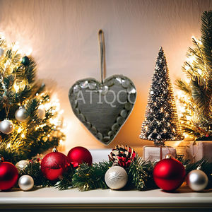 Check Cloth Made Heart Hanging Ornement pour les décorations de Noël de fête | Décoration murale - Product Image 3