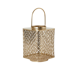 Lámpara de mesa y colgante de cristal estilo marroquí, hecha a mano, decorativa, de metal de latón dorado antiguo, con forma hexagonal, para velas. - Product Image 1