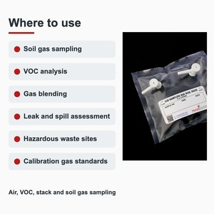 Bolsa de muestreo de gases TECHINSTRO Tedlar de 2 litros con doble válvula de película PVF, a prueba de fugas, para muestreo de gases en aire, VOC, humos y suelo - Product Image 4