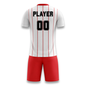 Camiseta de Fútbol Personalizada para Hombre, Blanca con Rayas Rojas, Manga Corta, Absorbe la Humedad, Corte Regular para Adultos, Todas las Temporadas - Product Image 2