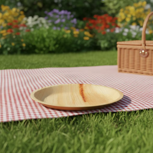 Assiettes jetables rondes en feuilles de palmier, écologiques, biodégradables, compostables, vaisselle de fête, style décontracté - Product Image 6