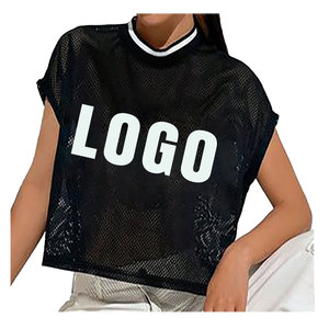 Camisetas cortas de manga corta para mujer, camisetas de malla, camisetas de algodón ajustadas a la moda, camisetas cortas ajustadas con cuello redondo - Product Image 4