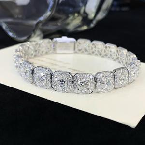 Lab Grown Diamond Tennis <b>Bracelet</b> 9K White Gold Plated Cushion Cut Filled Diamond IGI Certified Link for Wedding Party Gift - Product Image 1