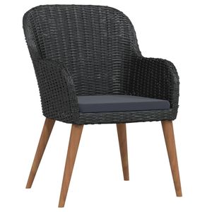 Ensemble de salle à manger de jardin noir 4 places, mobilier d'extérieur moderne, résistant aux intempéries, structure en métal, pieds en bois massif - Product Image 3