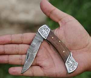 Cuchillo Plegable de Acero de Damasco Hecho a Mano de Alta Calidad Premium para Acampar al Aire Libre, Cuchillo de Supervivencia con Logotipo, Cuchillo Utilitario EDC - Product Image 6