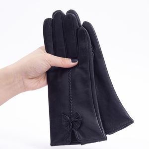 Fashion Genuine Leather <b>Gloves</b> With Bow Ultra-soft <b>Warm</b> Lining Winter <b>Gloves</b> for Women - Product Image 2