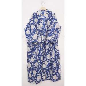 Kimono Hecho a Mano 100% Algodón con Estampado Floral, Ligero, para Verano, Spa, Baño, Informal, Romántico, Largo, para Dormir, Playa, Bikini - Product Image 1