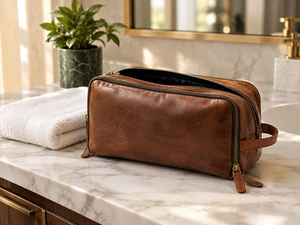 Custom Retro Genuine <b>Leather</b> <b>Toiletry</b> <b>Bag</b> Vintage <b>Men</b> Travel Wash Dopp Kit <b>Leather</b> Cosmetic Shaving Organizer LYG-0117 - Product Image 5