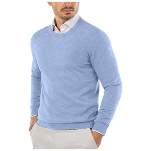 Pull en maille à col rond pour homme avec poignets et ourlet côtelés, idéal pour les occasions décontractées, le bureau, les voyages et les activités de plein air - Product Image 4