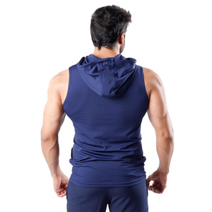 New Custom Logo Workout Hooded Tank Tops Bodybuilding Muscle Men's <b>Sleeveless</b> Gym Hoodie Cut Off <b>T</b> <b>Shirt</b> - Product Image 2