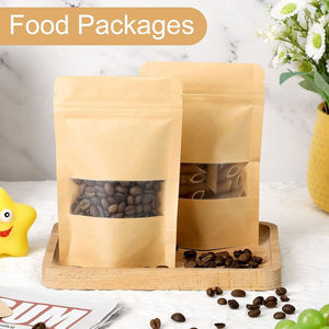 Sacs de conservation alimentaire réutilisables en papier kraft 4 x 6 pouces avec fenêtre transparente, thermoscellables et autoportants - Product Image 4