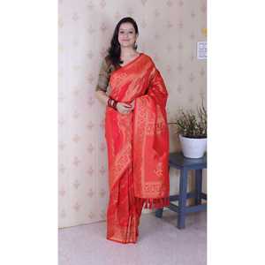 Sari en soie douce rose Elite Weaves Bandhani Leheriya Zari tissé 650g Vêtements indiens et pakistanais - Product Image 5