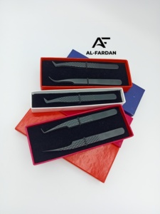 Pinzas para Extensión de Pestañas y Cejas AL-FARDAN, al por Mayor, con Logotipo Personalizable, Acabado Negro Mate, Agarre de Diamante, Acero Inoxidable, Volumen - Product Image 4