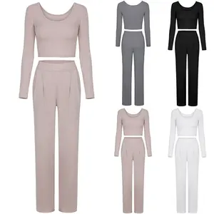 Tute Slim Fit in cotone Velour ritagliate 2pc Blank Luxury Custom Logo Track Suit donna Jogger Set tuta manica lunga