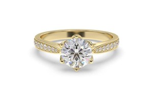 Anillo Clásico con Diamantes Redondos de 0.50 Ct, Diamantes Cultivados en Laboratorio, en Oro Amarillo, Blanco, Rosa y Platino de 18K - Product Image 3