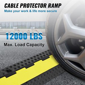 Protection de câble en caoutchouc 5 pièces, capacité de charge d'essieu de 12 000 lb, double canal, rampe de protection durable pour tuyaux et fils pour allées - Product Image 2