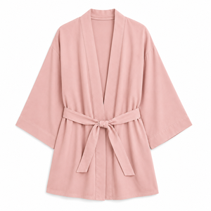 Bata de Baño Kimono para Mujer 100% Algodón, Manga Ancha, Suave y Transpirable, con Cinturón, para Spa, OEM, ODM, Personalizable - Product Image 3