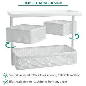 Étagère de rangement de salle de bain en métal à 3 niveaux, blanche, sur pied - Product Image 3