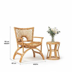 Sillón de Bambú Tejido a Mano con Ratán Natural, Ecológico, Moderno, Respaldo Sólido, 1 Año de Garantía, para Sala de Estar, Patio, Cafetería - Product Image 2