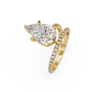 Luxury 14K 18K Pure Gold Wedding <b>Rings</b> 1CT 2CT 3CT IGI Certified Open wrap Pear Solitaire Lab Grown Diamond for Women's Jewelry - Product Image 2