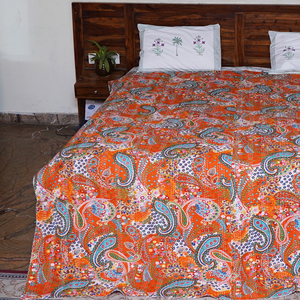 Colcha Kantha Hecha a Mano, de Algodón, Bordada, con Parches, Reversible, con Estampado Paisley, para el Hogar, la Playa y Hoteles - Product Image 5