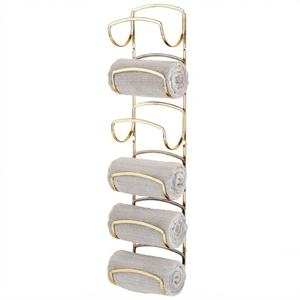 Modern Minimalist <b>Wall</b>-<b>Mounted</b> Rolled Towel Rack Metal Bathroom Storage <b>Shelf</b> Towel Holder for Home Hotel and Farmhouse Decor - Product Image 2