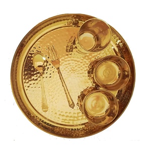 Haute qualité laiton cuivre ensemble plaque bol verre dîner ensemble vente en gros articles utilisés pour la maison mariage retour cadeaux articles - Product Image 2