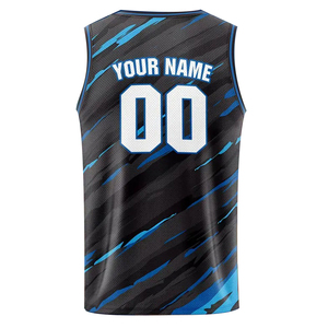Camiseta de Baloncesto Personalizada Negra y Azul, Sublimada, Transpirable, de Malla, Unisex, Talla Adulto 00, con Tu Nombre - Product Image 2