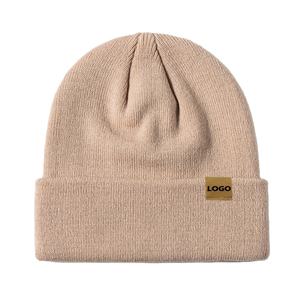 Beanies With Leather Patch Men Women Soft <b>Warm</b> Winter <b>Hats</b> Custom Beanie <b>Hats</b> Custom Logo 2026 - Product Image 6