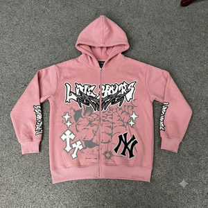 Sudadera con Capucha y Cremallera Marrón de Nuevo Diseño, con Estampado Gráfico y Logotipo en la Parte Delantera, 100% Algodón, Corte Holgado, Ecológica, Rhino Fitness para Hombre - Product Image 5