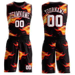 Custom Black <b>Flame</b> Basketball Jersey Set Team Name Printed Sublimated Mesh Sleeveless Men's Athletic Uniform All Seasons - Product Image 6